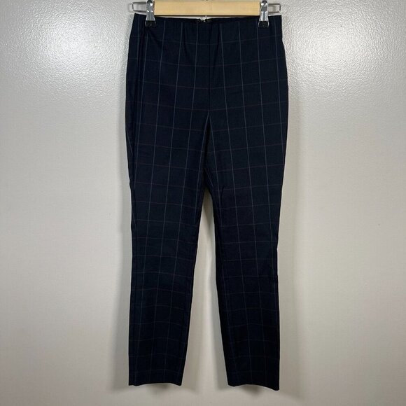 Rag & Bone Simone Plaid Pants Size 2 Blue High Rise High Waist Slim Fit Preppy - Picture 1 of 10